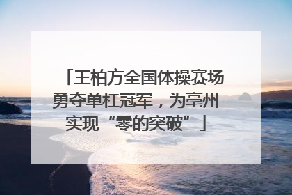 王柏方全国体操赛场勇夺单杠冠军，为亳州实现“零的突破”