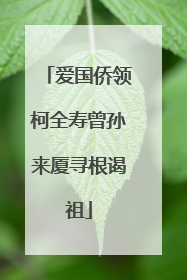 爱国侨领柯全寿曾孙来厦寻根谒祖
