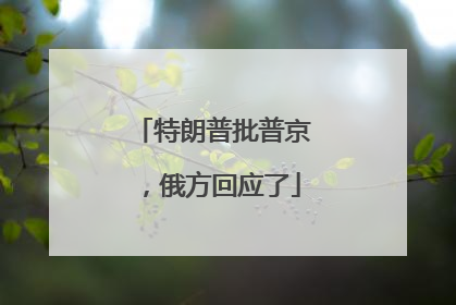 特朗普批普京，俄方回应了