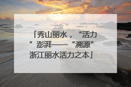 秀山丽水，“活力”澎湃——“溯源”浙江丽水活力之本