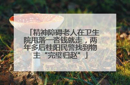 精神障碍老人在卫生院甩落一沓钱就走，两年多后桂阳民警找到物主“完璧归赵”