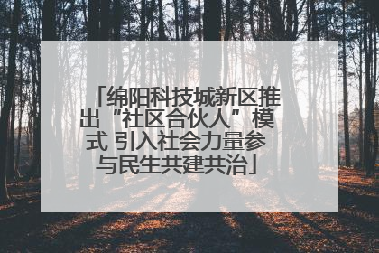 绵阳科技城新区推出“社区合伙人”模式 引入社会力量参与民生共建共治