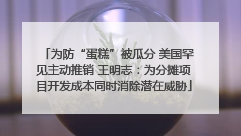 为防“蛋糕”被瓜分 美国罕见主动推销 王明志：为分摊项目开发成本同时消除潜在威胁