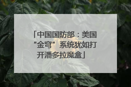 中国国防部：美国“金穹”系统犹如打开潘多拉魔盒