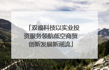 双福科技以实业投资服务领航低空商贸创新发展新潮流