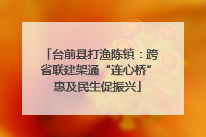 台前县打渔陈镇：跨省联建架通“连心桥” 惠及民生促振兴