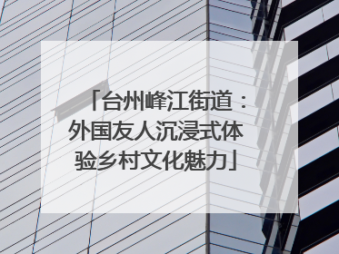 台州峰江街道：外国友人沉浸式体验乡村文化魅力