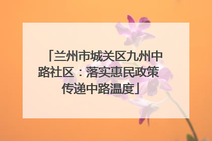 兰州市城关区九州中路社区：落实惠民政策 传递中路温度