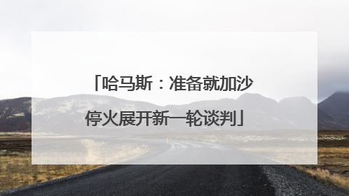哈马斯：准备就加沙停火展开新一轮谈判