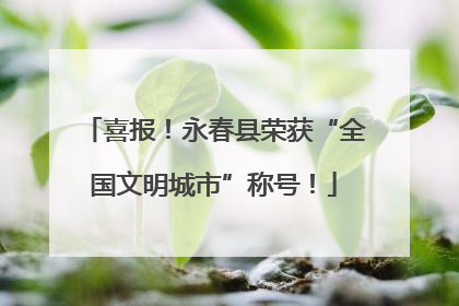 喜报！永春县荣获“全国文明城市”称号！