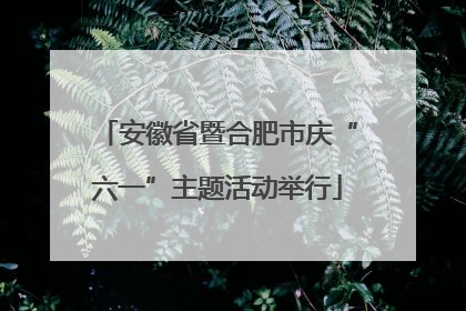 安徽省暨合肥市庆“六一”主题活动举行