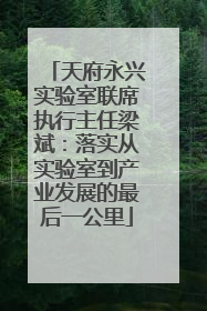 天府永兴实验室联席执行主任梁斌：落实从实验室到产业发展的最后一公里