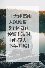 天津雷雨大风预警！5个区暴雨预警！短时雨强较大！下午开场