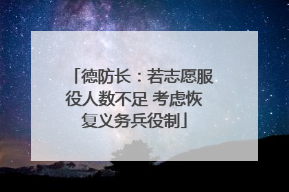 德防长：若志愿服役人数不足 考虑恢复义务兵役制