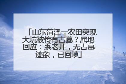 山东菏泽一农田突现大坑被传有古墓？属地回应：系老井，无古墓迹象，已回填
