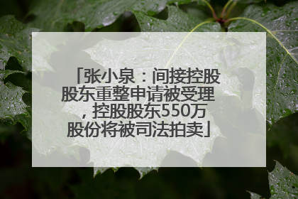张小泉：间接控股股东重整申请被受理，控股股东550万股份将被司法拍卖
