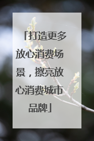 打造更多放心消费场景，擦亮放心消费城市品牌