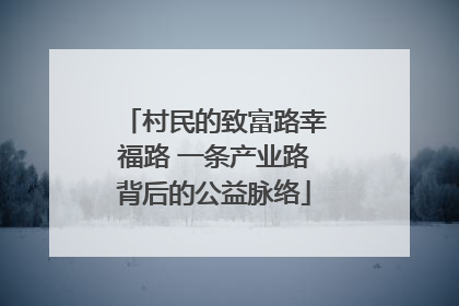 村民的致富路幸福路 一条产业路背后的公益脉络