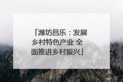 潍坊昌乐：发展乡村特色产业 全面推进乡村振兴