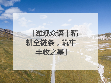 潍观众语｜精耕全链条，筑牢丰收之基