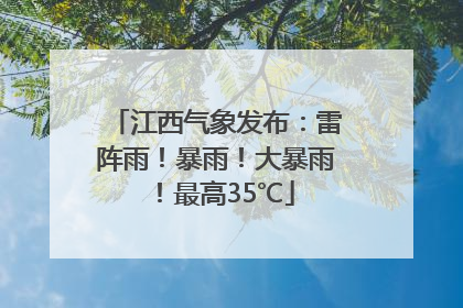 江西气象发布：雷阵雨！暴雨！大暴雨！最高35℃