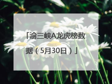 渝三峡A龙虎榜数据（5月30日）