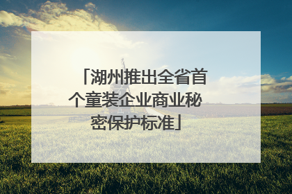 湖州推出全省首个童装企业商业秘密保护标准