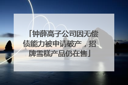 钟薛高子公司因无偿债能力被申请破产，招牌雪糕产品仍在售