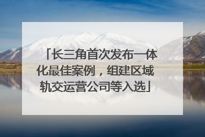 长三角首次发布一体化最佳案例，组建区域轨交运营公司等入选