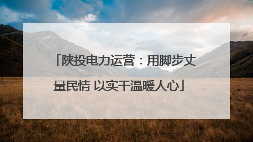 陕投电力运营：用脚步丈量民情 以实干温暖人心