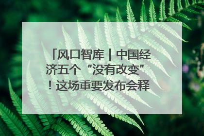 风口智库｜中国经济五个“没有改变”！这场重要发布会释放三点信号