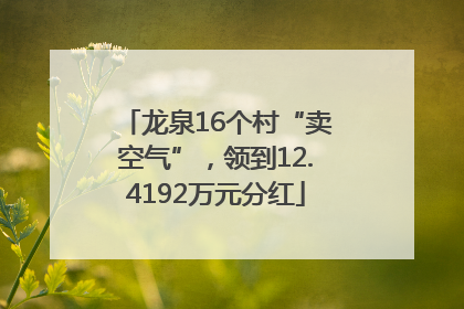 龙泉16个村“卖空气”，领到12.4192万元分红