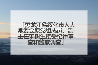 黑龙江省绥化市人大常委会原党组成员、副主任宋树生接受纪律审查和监察调查