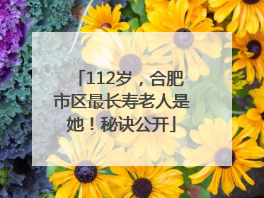 112岁，合肥市区最长寿老人是她！秘诀公开