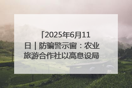 2025年6月11日｜防骗警示窗：农业旅游合作社以高息设局，集资380万