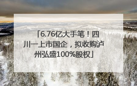 6.76亿大手笔！四川一上市国企，拟收购泸州弘盛100%股权
